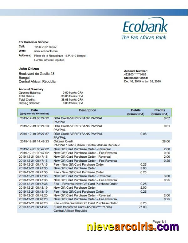 Central African Republic Ecobank